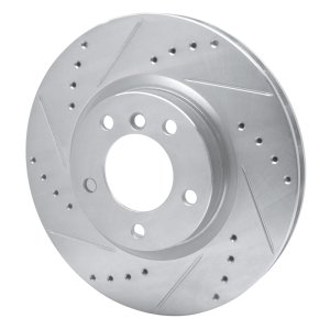 BMW Z3 Brake Rotor (1) - Right Front - R1 Concepts - Drilled & Slotted - Silver - `95-`02